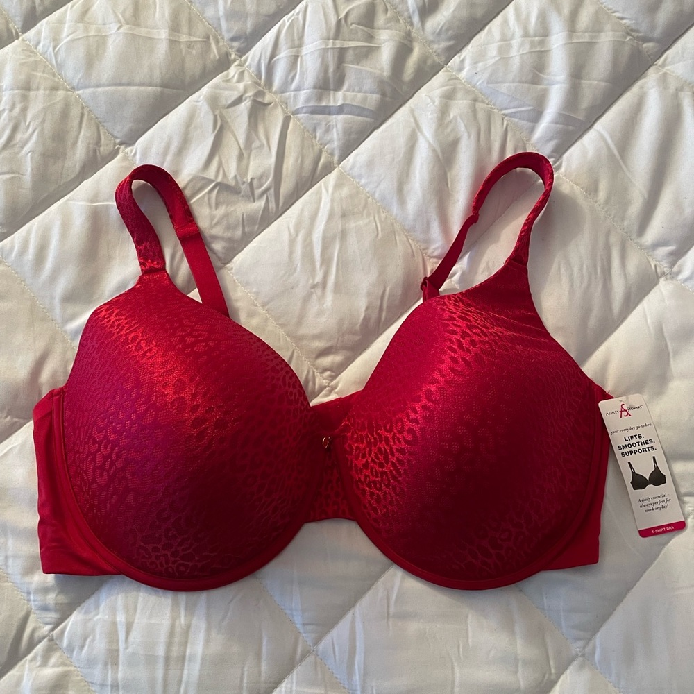 Red Animal Print Ashley Stewart T-Shirt Bra